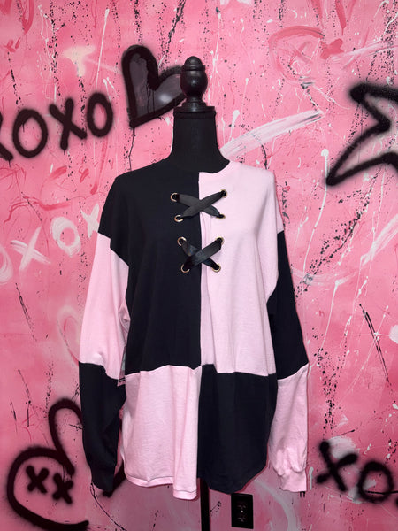 Black and Pink Checked Long Sleeve