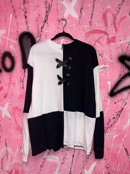 Black and White Checked Long Sleeve